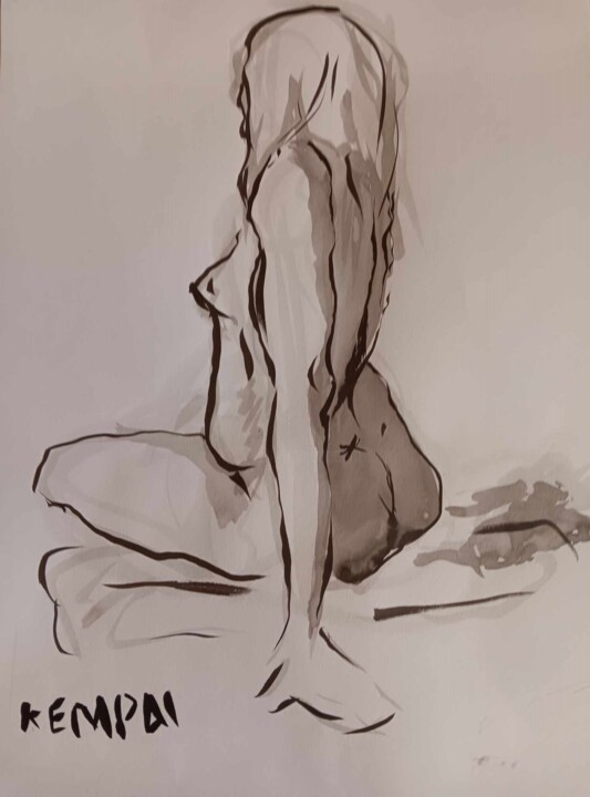 Drawing titled "sitted woman" by Andrew Gordo (kempai), Original Artwork, Ink