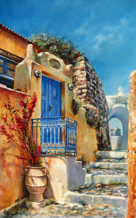 Картина под названием ""The streets of San…" - Andrew Gusev, Подлинное произведение искусства, Масло Установлен на Деревянна…