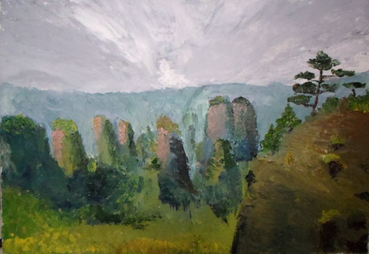 Malerei mit dem Titel "Mountains of China…" von Kay-Painting, Original-Kunstwerk, Öl