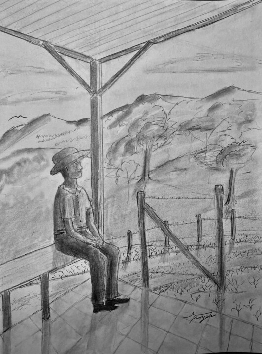 Drawing titled "Thinking" by Andrew Troyer, Jr, Original Artwork, Graphite
