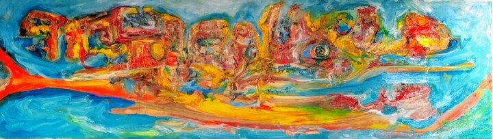 Картина под названием "Oceanides" - Andrew Walaszek, Подлинное произведение искусства, Масло Установлен на Деревянная панель