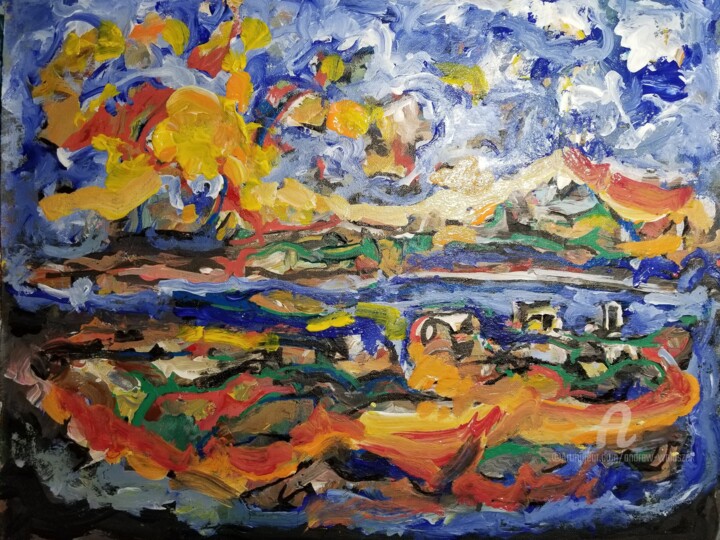 Peinture intitulée "Makarska Riviera" par Andrew Walaszek, Œuvre d'art originale, Acrylique