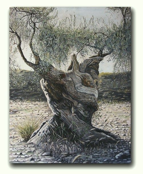 Pittura intitolato "Olive tree" da Andrew Britton, Opera d'arte originale