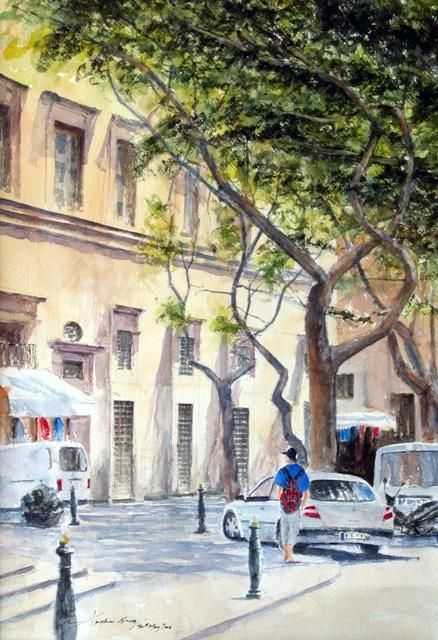 Painting titled "St John's Square, V…" by Andrew Borg, Original Artwork