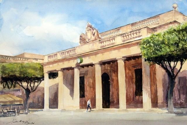 Ζωγραφική με τίτλο "Palace Square, Vall…" από Andrew Borg, Αυθεντικά έργα τέχνης