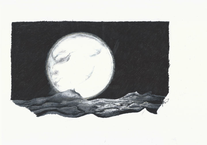 Рисунок под названием "Ночные Волны" - Андрей Кацуба, Подлинное произведение искусства, Чернила