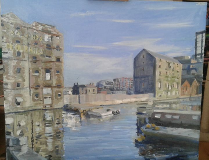 Painting titled "Boland's Mill, Dubl…" by Andrew Moore, Original Art, Oil
