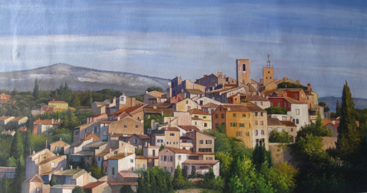 Peinture intitulée "Village de Biot, Fr…" par Gemma Andrews, Œuvre d'art originale,