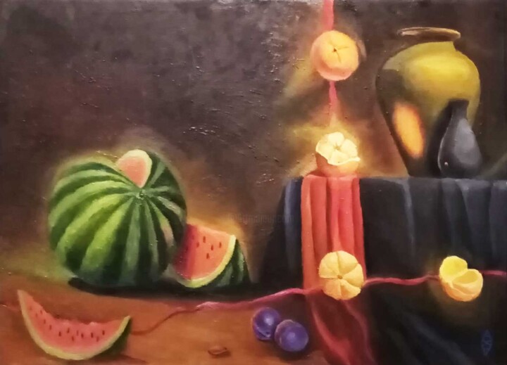 Картина под названием "Life mandarine" - Andrey Abramov (Nikolaevich), Подлинное произведение искусства, Масло Установлен на…