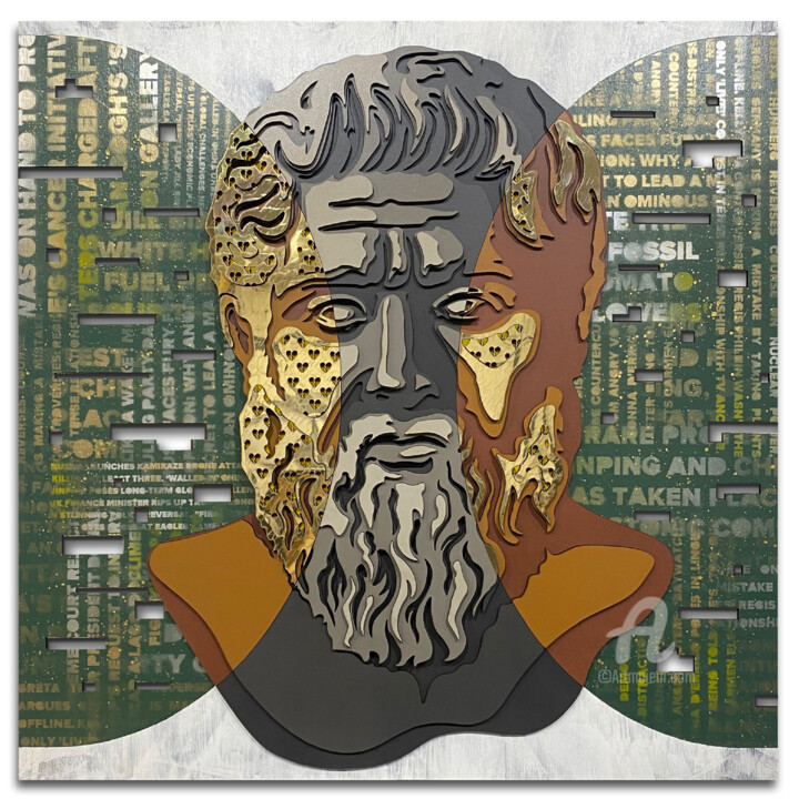Sculpture titled "#Plato, Cult series…" by Andrey And Aleksey Kulibin, Original Artwork, Acrylic