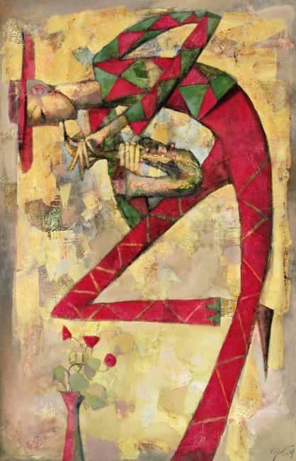 Painting titled "Dance wih Saxophone" by Andrey Aranyshev, Original Artwork