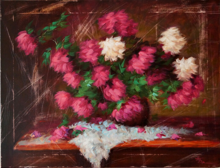 Картина под названием "Still life 7" - Андрей Блинов, Подлинное произведение искусства, Масло Установлен на Деревянная рама…
