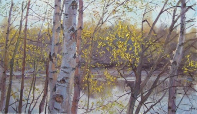 Painting titled "Beginning of May" by Andrey Gorodnichev, Original Artwork