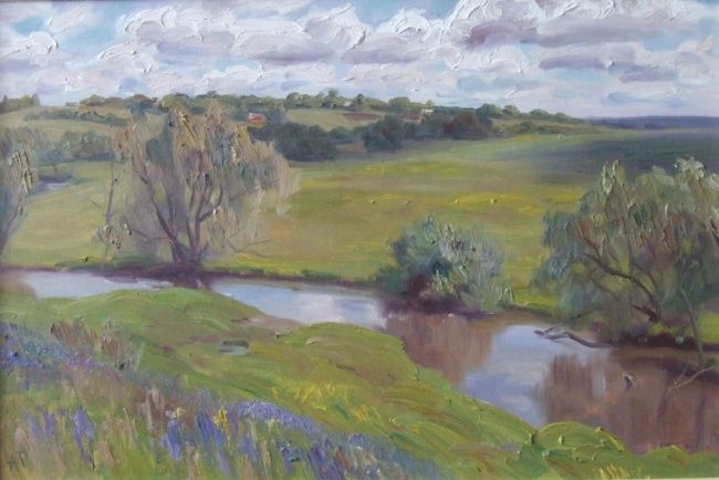 Painting titled "Russian Plain" by Andrey Gorodnichev, Original Artwork