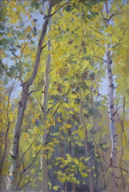 Painting titled "May Green" by Andrey Gorodnichev, Original Artwork