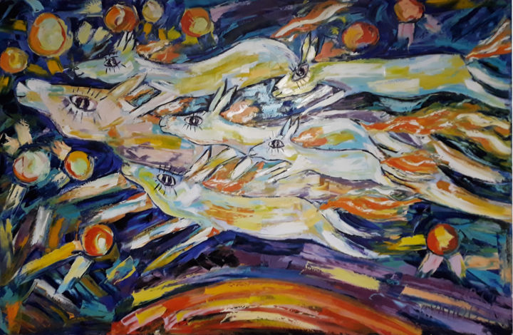 Картина под названием "Домой мимо красной…" - Андрей Сахапов, Подлинное произведение искусства, Масло Установлен на Деревянн…