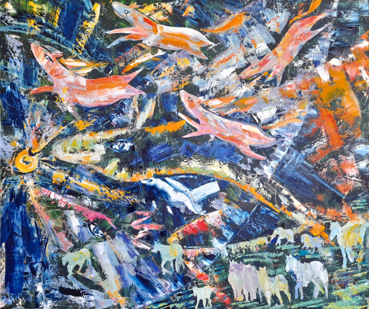 Картина под названием "Прикосновение мерца…" - Андрей Сахапов, Подлинное произведение искусства, Масло Установлен на Деревян…
