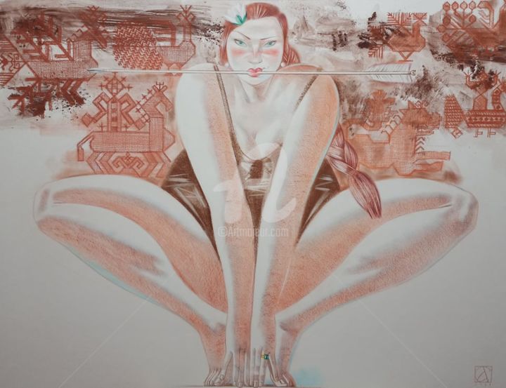 Peinture intitulée "Princess plus size" par Andrey Simakov, Œuvre d'art originale, Crayon