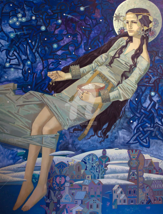 Painting titled "Feburary" by Andrey Simakov, Original Artwork, Oil