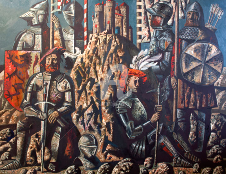 Peinture intitulée "The guards" par Andrey Simakov, Œuvre d'art originale, Huile