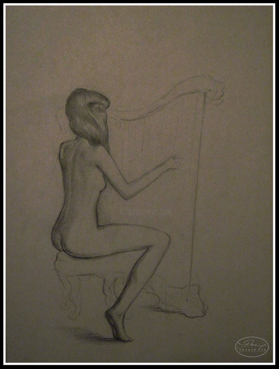 Картина под названием ""Девушка играющая н…" - Андрей Чар . Andrey Char, Подлинное произведение искусства, Другой