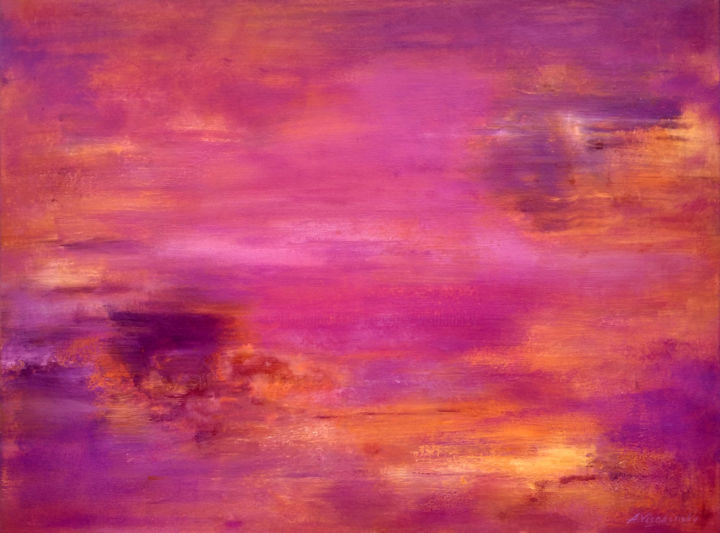Painting titled "Sunset 60x80cm" by Andrey Visokinsky, Original Artwork, Acrylic Mounted on Wood Stretcher frame