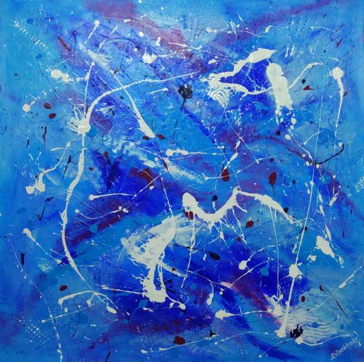 Peinture intitulée "Blue lagoon100x100x…" par Andrey Visokinsky, Œuvre d'art originale, Acrylique Monté sur Châssis en bois