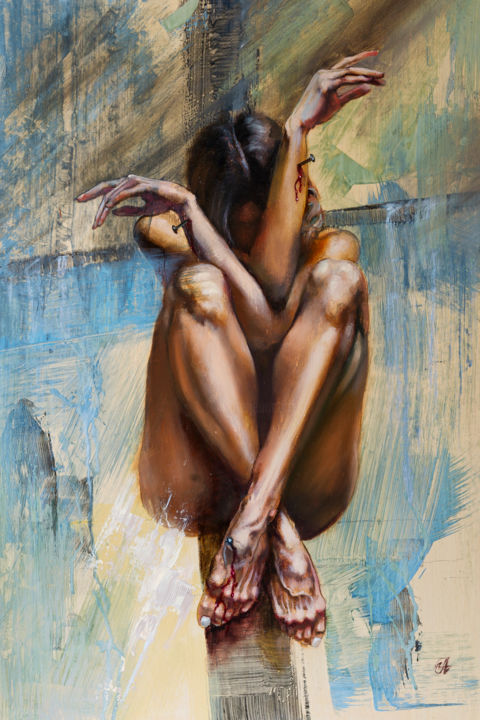Peinture intitulée "Осознание греха" par Андрей Яковлев, Œuvre d'art originale, Huile