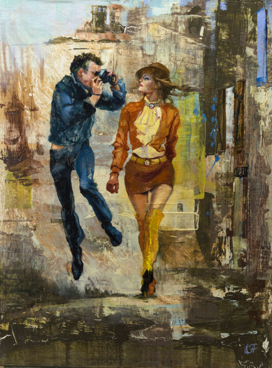 Картина под названием "В погоне за удачным…" - Андрей Яковлев, Подлинное произведение искусства, Масло