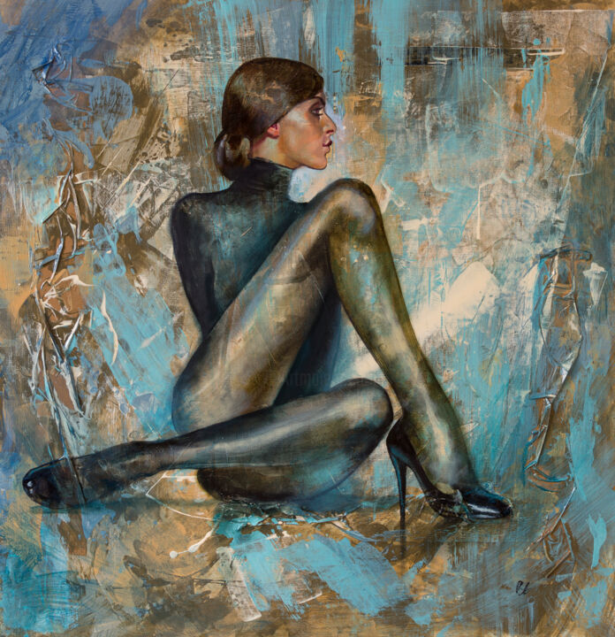 Картина под названием "Модница" - Андрей Яковлев, Подлинное произведение искусства, Масло