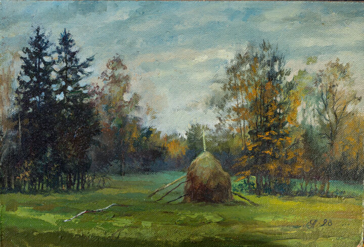 Painting titled "Осенний день" by Андрей Яковлев, Original Artwork, Oil