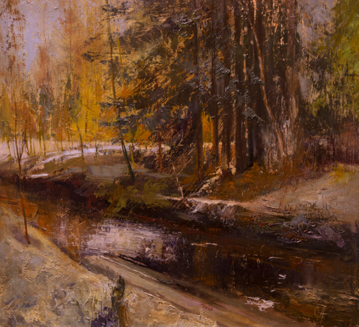 Pintura intitulada "Талая вода" por Андрей Яковлев, Obras de arte originais, Óleo