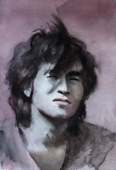 Painting titled "Кино" by Andrei Iakovlev, Original Artwork, Watercolor