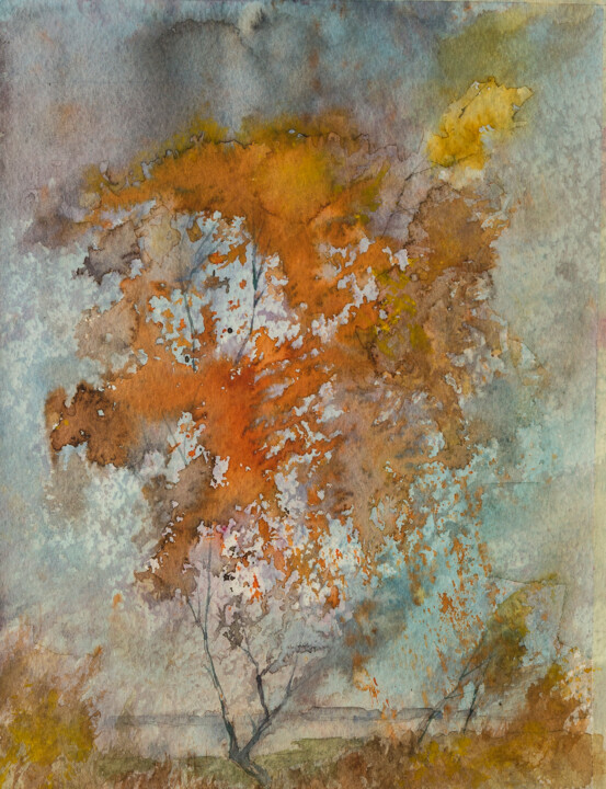 Pittura intitolato "Оранжевое настроен…" da Андрей Яковлев, Opera d'arte originale, Acquarello