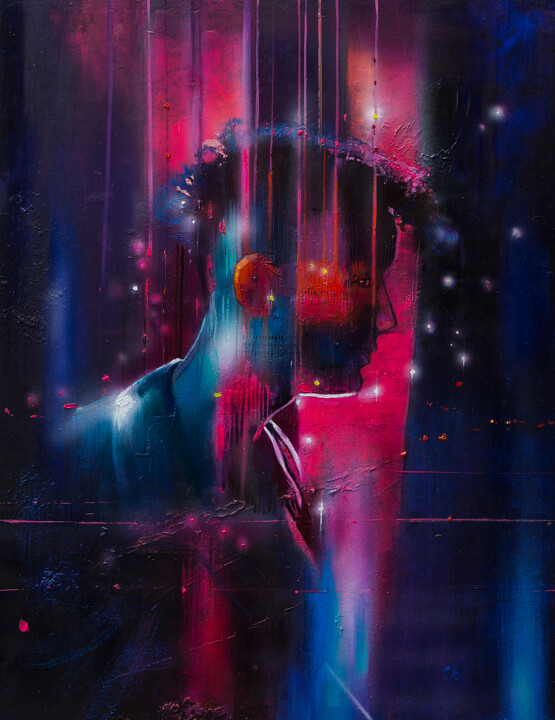 Картина под названием "Магнитная буря" - Андрей Яковлев, Подлинное произведение искусства, Масло