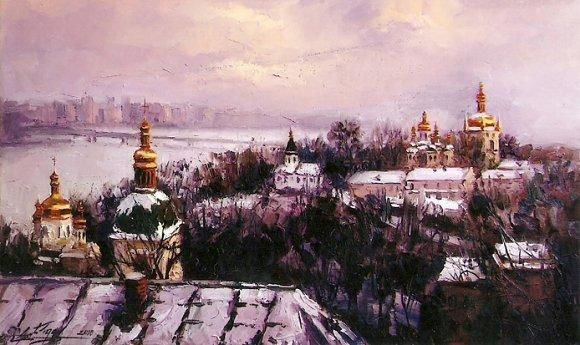 Painting titled "CITY - KIEV" by Andrey Figol, Original Artwork
