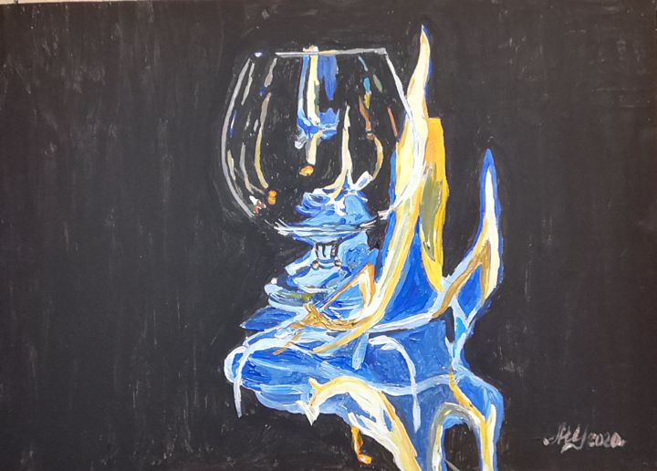 Painting titled "The glass and the f…" by Andrey Schukin, Original Artwork, Acrylic