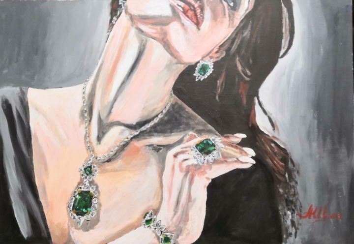 Картина под названием "Королева изумрудов" - Andrey Schukin, Подлинное произведение искусства, Акрил