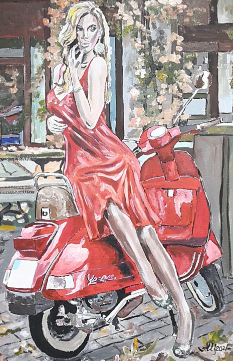 Pintura intitulada "Девушка перед свида…" por Andrey Schukin, Obras de arte originais, Acrílico