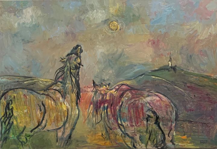 Картина под названием "Утомленные солнцем" - Andrian Lambet, Подлинное произведение искусства, Масло