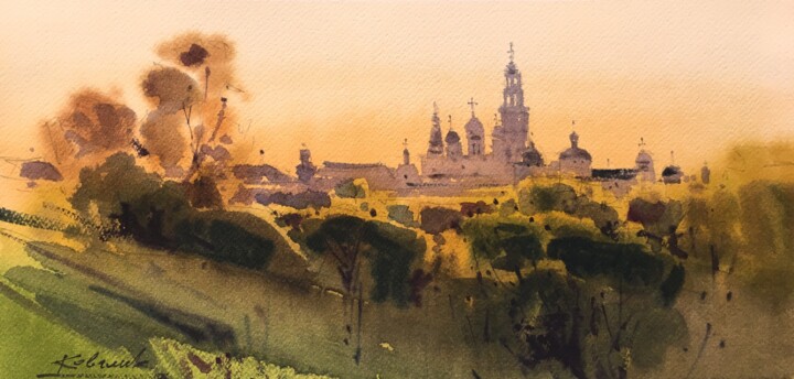 Peinture intitulée "View on the Lavra.…" par Andrii Kovalyk, Œuvre d'art originale, Aquarelle
