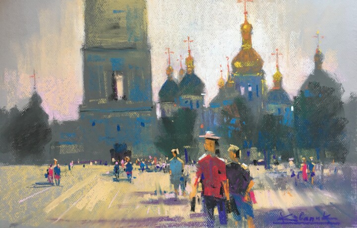 Drawing titled "Summer day on Sofia…" by Andrii Kovalyk, Original Artwork, Pastel