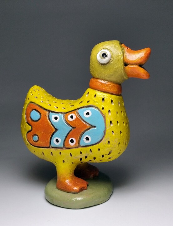 Sculpture titled "Duck figurine. Cera…" by Andrii Lastovskyi, Original Artwork, Clay