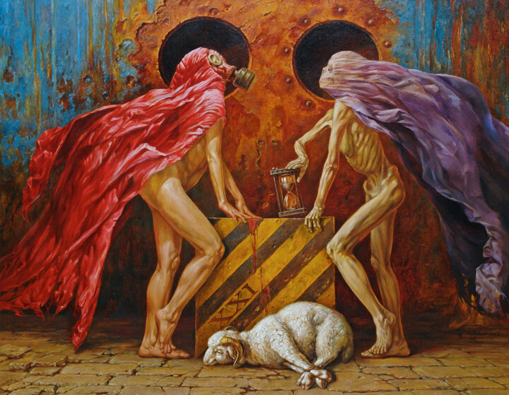 Картина под названием "XXI" - Andrii Zhukov, Подлинное произведение искусства, Масло