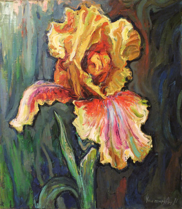 Painting titled "Iris" by Andriy Chebotaru, Original Artwork, Oil