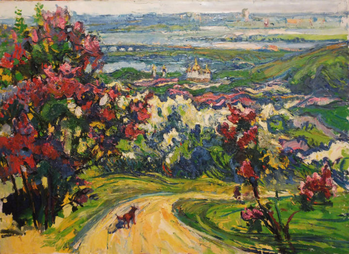 Painting titled "Lilac" by Andriy Chebotaru, Original Artwork, Oil