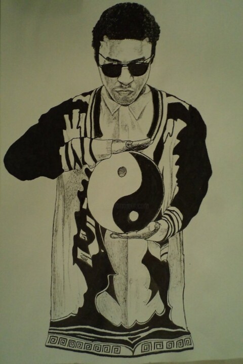 Drawing titled "Rapper Lupe Fiasco" by Andriy Honchar, Original Artwork, Gel pen