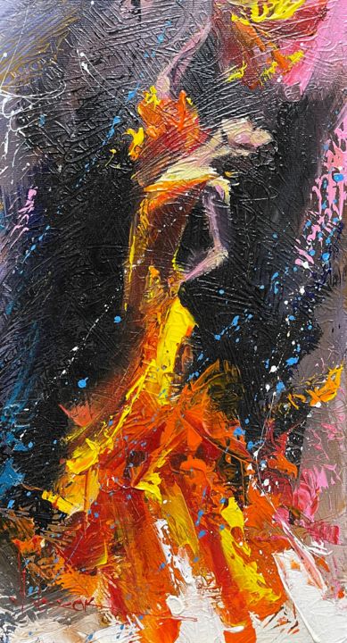 Painting titled "Fire dance" by Andriy Izhak, Original Artwork, Acrylic