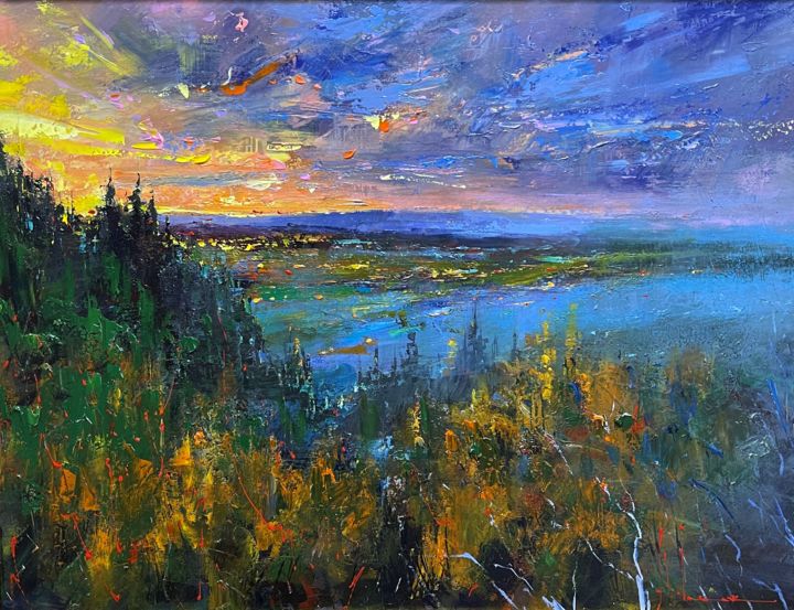 Painting titled "The last rays of th…" by Andriy Izhak, Original Artwork, Acrylic