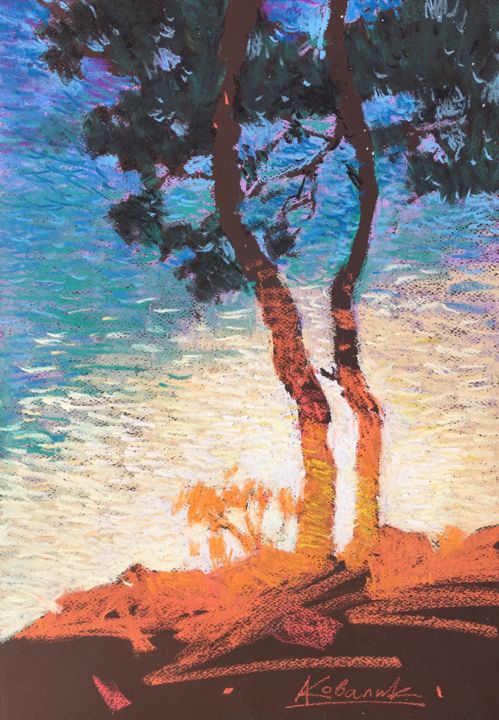 Painting titled "Sunny Sketch" by Andrii Kovalyk, Original Art, Pastel